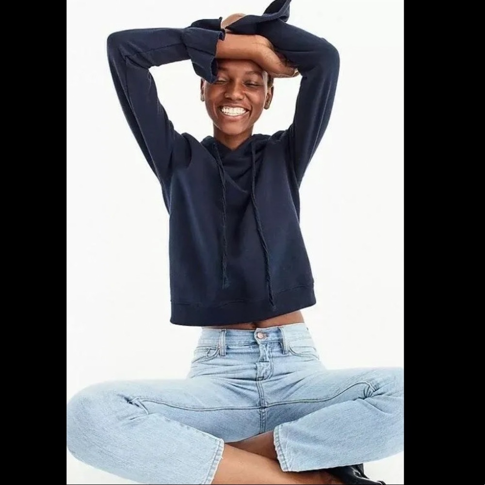 J. Crew flared / ruffle sleeve hoodie - navy - XXS